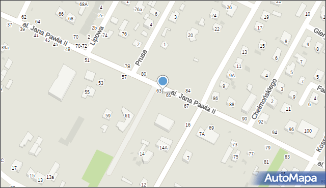 Biała Podlaska, Aleja Jana Pawła II, 63a, mapa Białej Podlaskiej