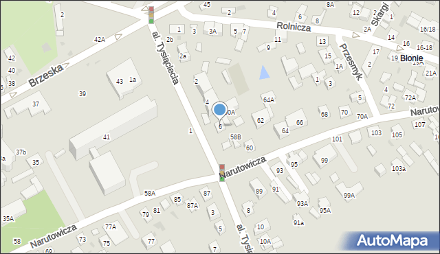 Biała Podlaska, Aleja Tysiąclecia, 6, mapa Białej Podlaskiej