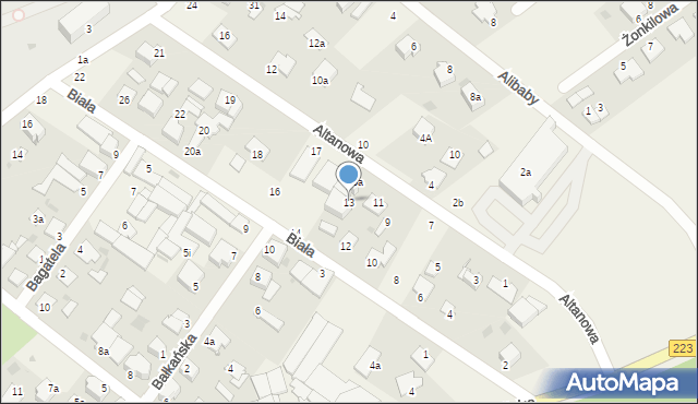 Białe Błota, Altanowa, 13, mapa Białe Błota