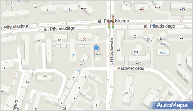 Białystok, Aleja Piłsudskiego Józefa, marsz., 12, mapa Białegostoku