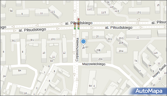 Białystok, Aleja Piłsudskiego Józefa, marsz., 16, mapa Białegostoku