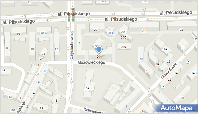 Białystok, Aleja Piłsudskiego Józefa, marsz., 20A, mapa Białegostoku