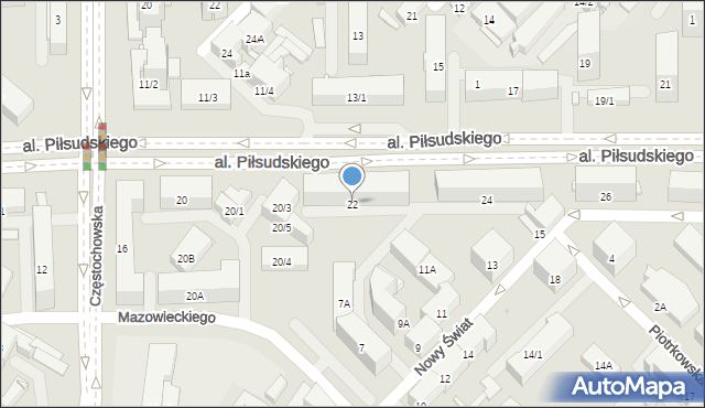 Białystok, Aleja Piłsudskiego Józefa, marsz., 22, mapa Białegostoku