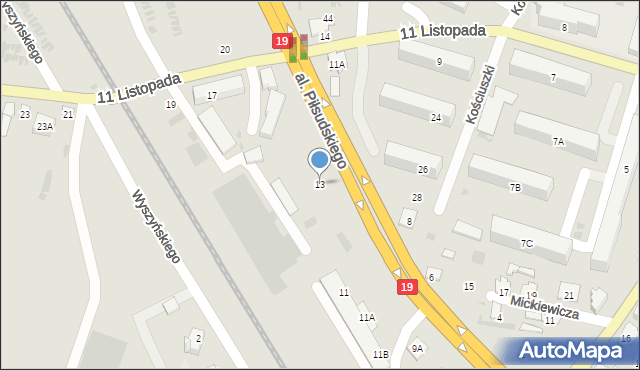 Bielsk Podlaski, Aleja Piłsudskiego Józefa, marsz., 13, mapa Bielsk Podlaski