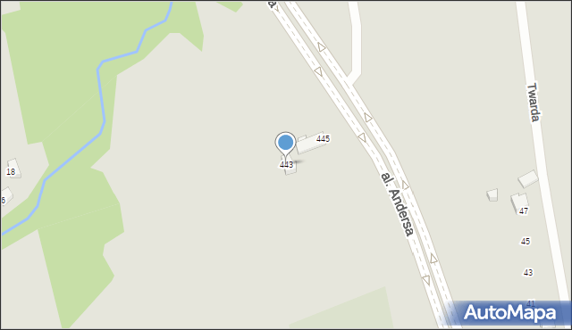 Bielsko-Biała, Aleja Andersa Władysława, gen., 443, mapa Bielsko-Białej