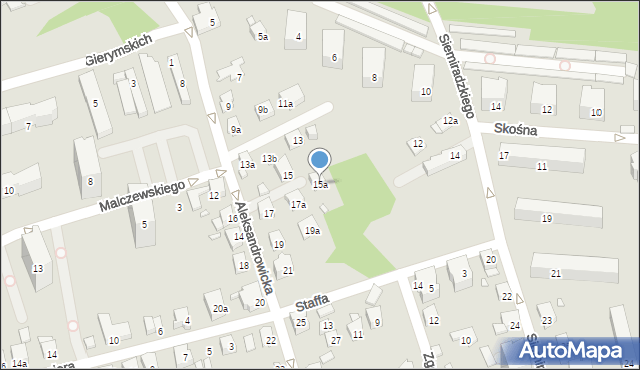 Bielsko-Biała, Aleksandrowicka, 15a, mapa Bielsko-Białej