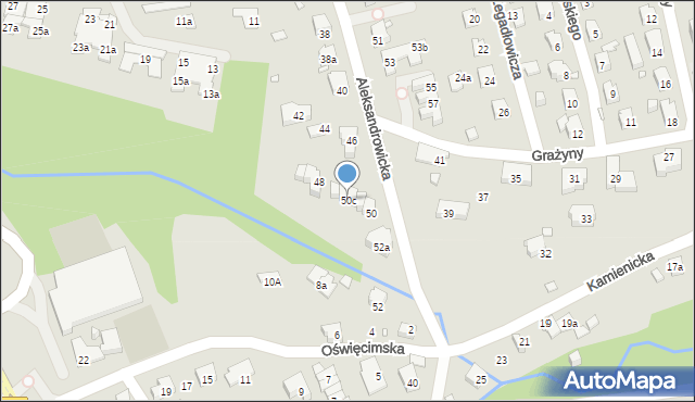 Bielsko-Biała, Aleksandrowicka, 50c, mapa Bielsko-Białej