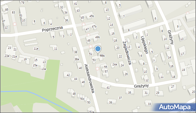 Bielsko-Biała, Aleksandrowicka, 53a, mapa Bielsko-Białej