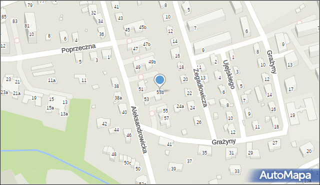 Bielsko-Biała, Aleksandrowicka, 53b, mapa Bielsko-Białej