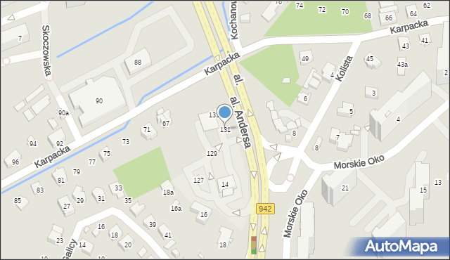 Bielsko-Biała, Aleja Andersa Władysława, gen., 131, mapa Bielsko-Białej