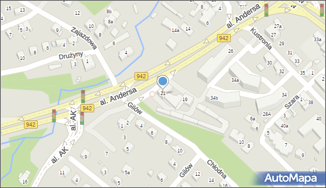 Bielsko-Biała, Aleja Andersa Władysława, gen., 21, mapa Bielsko-Białej