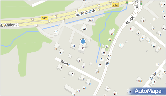 Bielsko-Biała, Aleja Andersa Władysława, gen., 43, mapa Bielsko-Białej