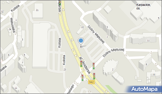 Bielsko-Biała, Aleja Andersa Władysława, gen., 80, mapa Bielsko-Białej