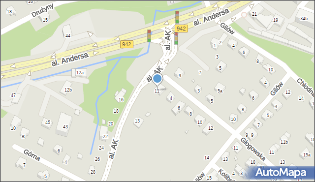 Bielsko-Biała, Aleja Armii Krajowej, 11, mapa Bielsko-Białej