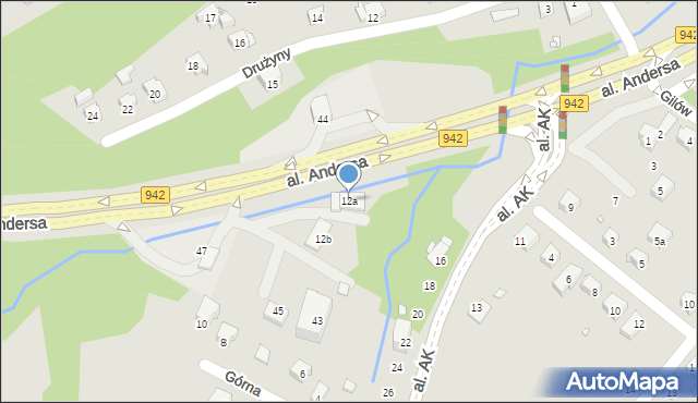 Bielsko-Biała, Aleja Armii Krajowej, 12a, mapa Bielsko-Białej