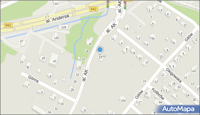 Bielsko-Biała, Aleja Armii Krajowej, 13, mapa Bielsko-Białej