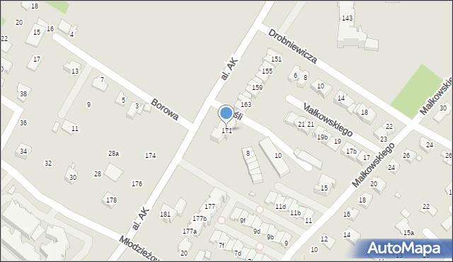 Bielsko-Biała, Aleja Armii Krajowej, 171, mapa Bielsko-Białej