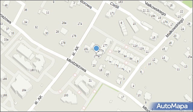 Bielsko-Biała, Aleja Armii Krajowej, 177a, mapa Bielsko-Białej