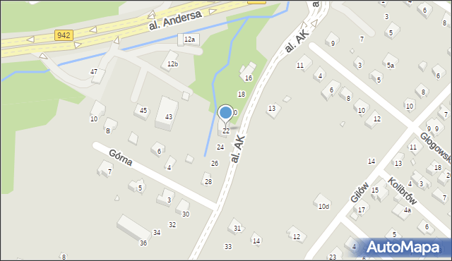 Bielsko-Biała, Aleja Armii Krajowej, 22, mapa Bielsko-Białej