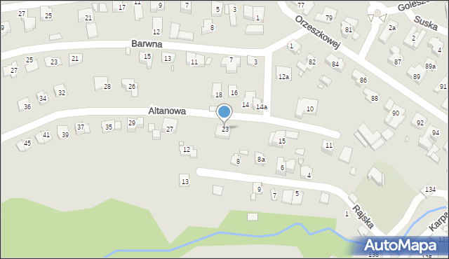 Bielsko-Biała, Altanowa, 23, mapa Bielsko-Białej