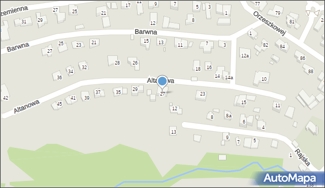 Bielsko-Biała, Altanowa, 27, mapa Bielsko-Białej