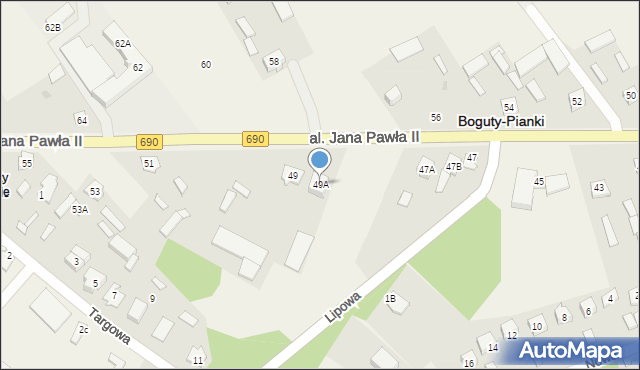 Boguty-Pianki, Aleja Papieża Jana Pawła II, 49A, mapa Boguty-Pianki