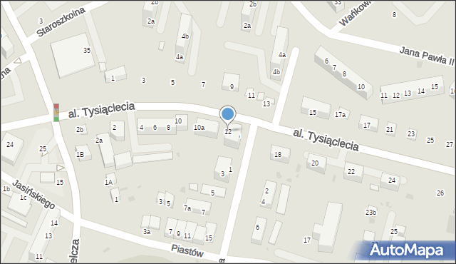 Bolesławiec, Aleja Tysiąclecia, 12, mapa Bolesławca