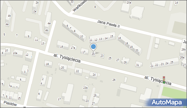 Bolesławiec, Aleja Tysiąclecia, 21, mapa Bolesławca