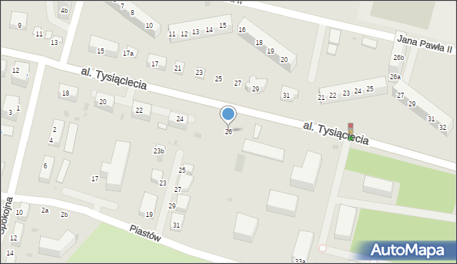 Bolesławiec, Aleja Tysiąclecia, 26, mapa Bolesławca