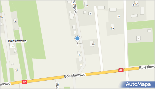 Bolesławowo, Aleja Dębów, 5, mapa Bolesławowo
