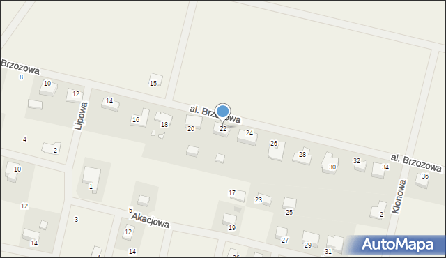 Brzeźno, Aleja Brzozowa, 22, mapa Brzeźno