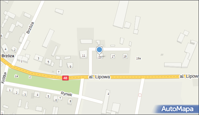 Brzóza, Aleja Lipowa, 13, mapa Brzóza