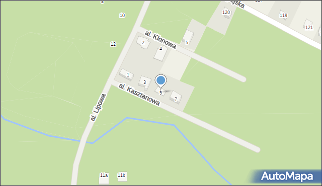Budy-Grzybek, Aleja Kasztanowa, 5, mapa Budy-Grzybek