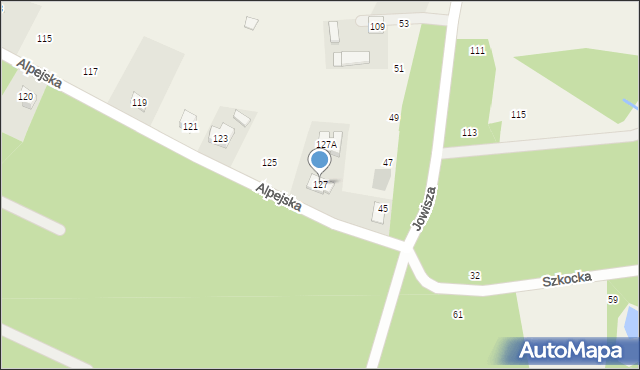 Budy-Grzybek, Alpejska, 127, mapa Budy-Grzybek