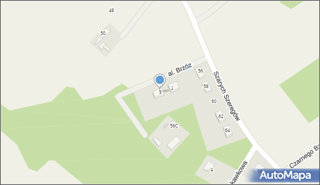 Budy Zosine, Aleja Brzóz, 3, mapa Budy Zosine