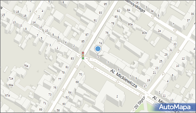 Bydgoszcz, Aleje Mickiewicza Adama, 1, mapa Bydgoszczy
