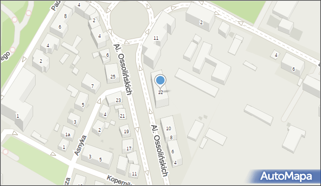 Bydgoszcz, Aleje Ossolińskich, 12, mapa Bydgoszczy