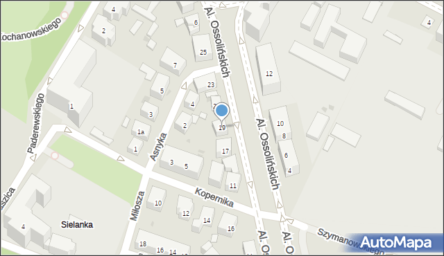 Bydgoszcz, Aleje Ossolińskich, 19, mapa Bydgoszczy