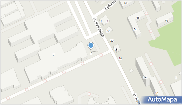 Bydgoszcz, Aleje Kaliskiego Sylwestra, prof., 2, mapa Bydgoszczy