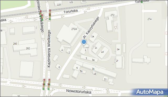 Bydgoszcz, Aleje Prezydenta Kaczyńskiego Lecha, 1b, mapa Bydgoszczy
