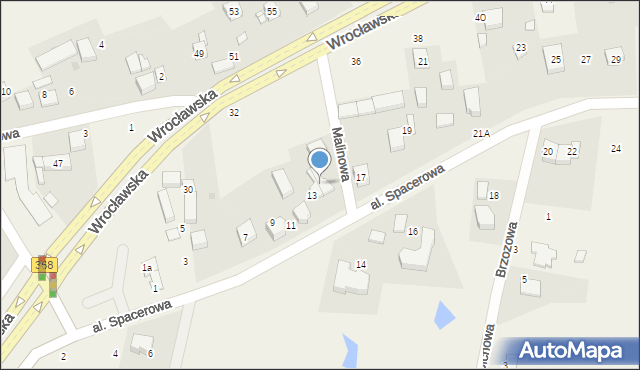 Byków, Aleja Spacerowa, 15, mapa Byków