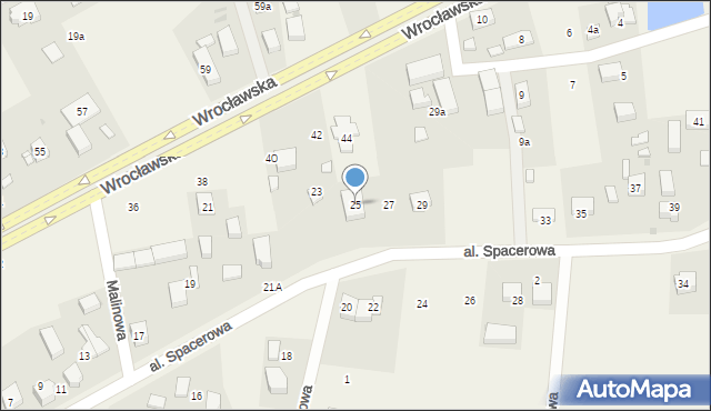 Byków, Aleja Spacerowa, 25, mapa Byków