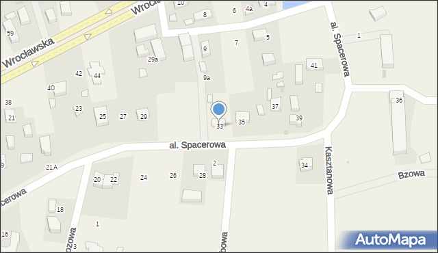 Byków, Aleja Spacerowa, 33, mapa Byków