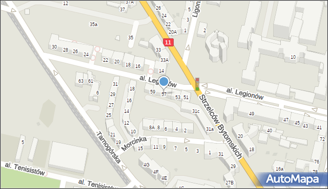 Bytom, Aleja Legionów, 57, mapa Bytomia
