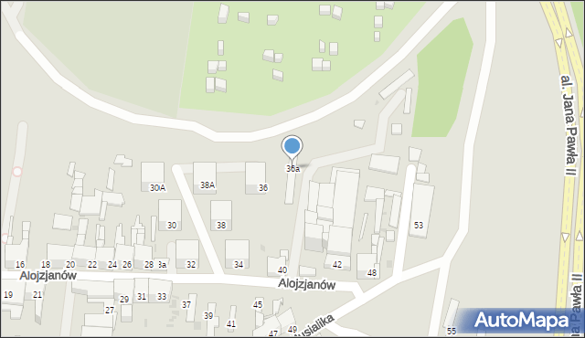 Bytom, Alojzjanów, 36a, mapa Bytomia