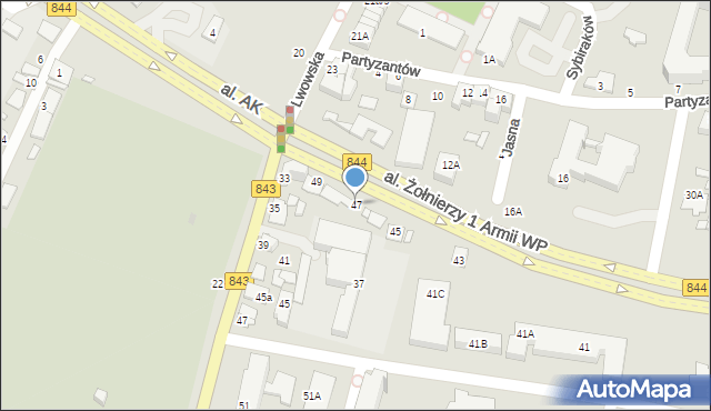 Chełm, Aleja Żołnierzy 1 Armii Wojska Polskiego, 47, mapa Chełma