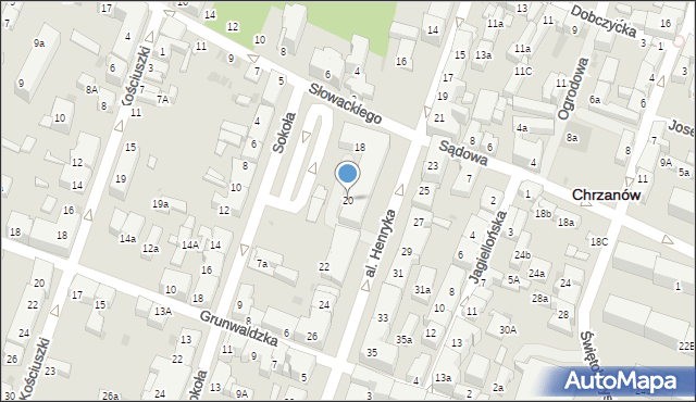 Chrzanów, Aleja Henryka, 20, mapa Chrzanów