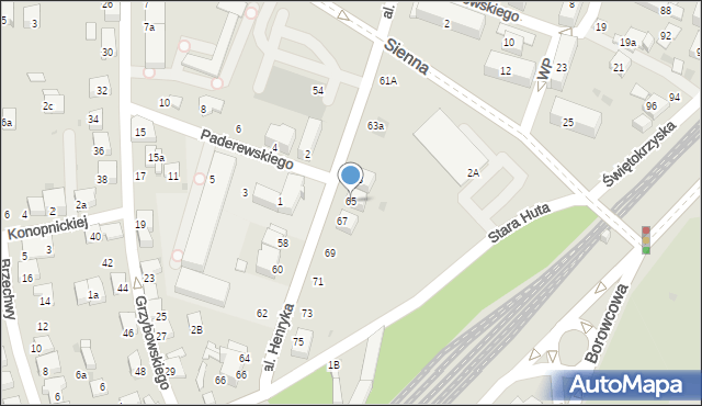 Chrzanów, Aleja Henryka, 65, mapa Chrzanów