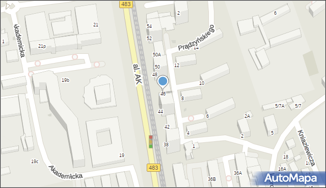 Częstochowa, Aleja Armii Krajowej, 46, mapa Częstochowy