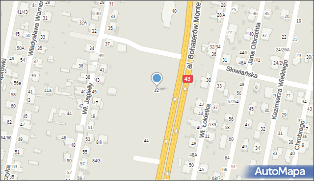 Częstochowa, Aleja Bohaterów Monte Cassino, 42, mapa Częstochowy